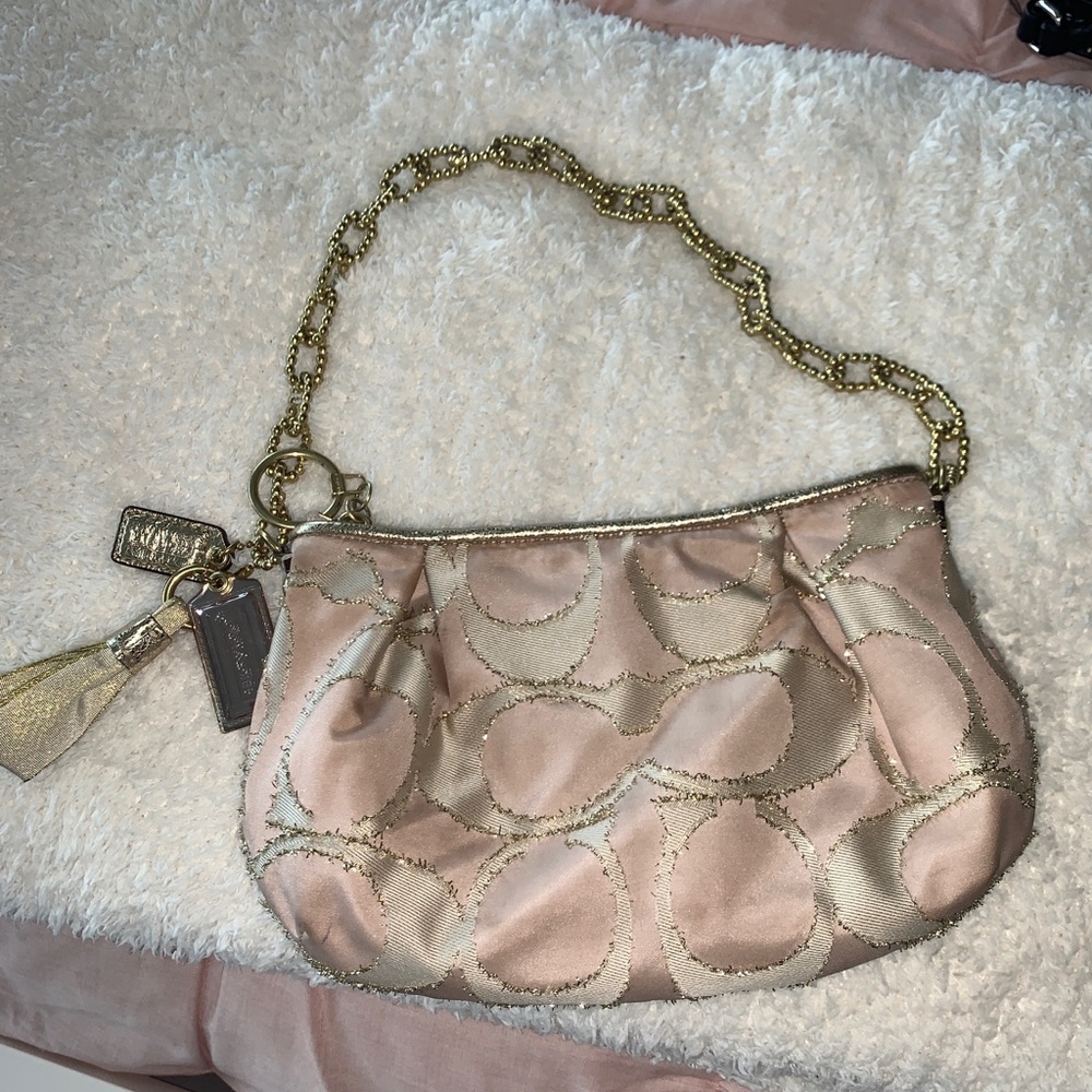 Coach Baby Pink Poppy Metal Chain Handbag